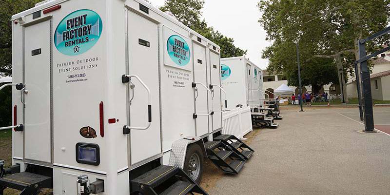 Event Factory Rentals luxury porta potty trailer for outdoor events in Ventura County